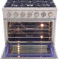 Kucht Professional 36 in. 5.2 cu ft. Natural Gas Range with Silver Knobs, KNG361-S