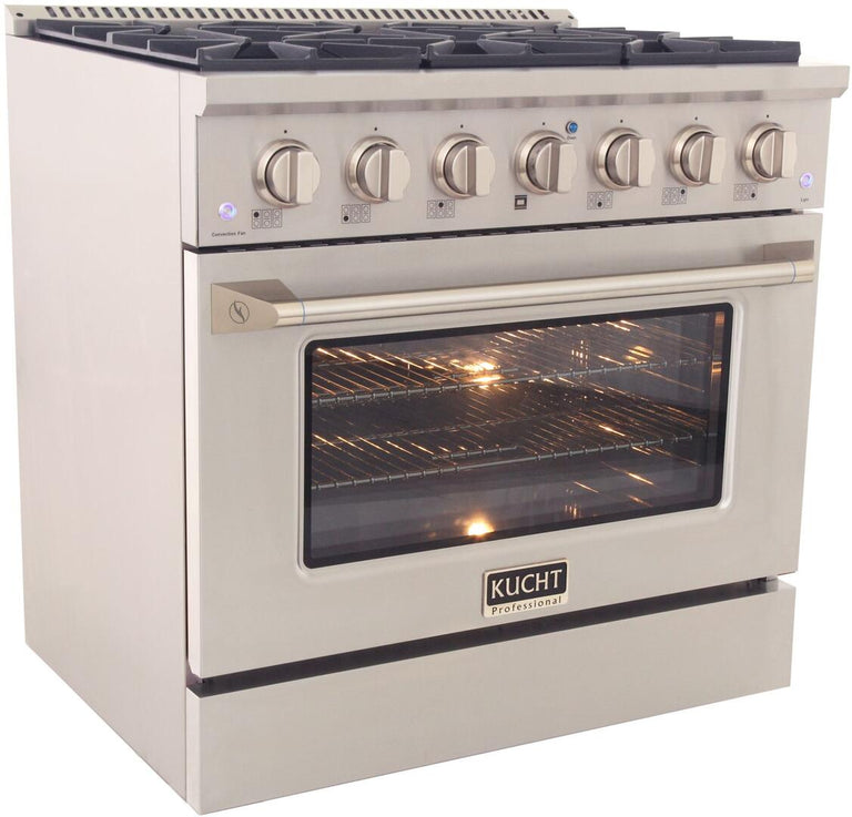 Kucht Professional 36 in. 5.2 cu ft. Propane Gas Range with Silver Knobs, KNG361/LP-S