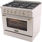 Kucht Professional 36 in. 5.2 cu ft. Natural Gas Range with Silver Knobs, KNG361-S