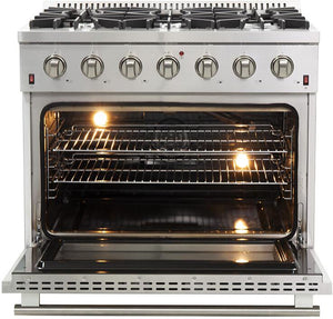 FORNO Appliance Package - 36 Inch Gas Range, 60 Inch Refrigerator, Microwave Drawer, Dishwasher, AP-FFSGS6244-36-7