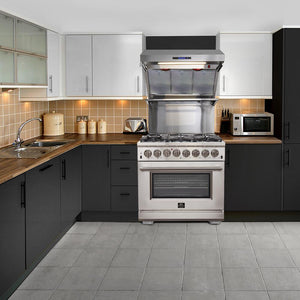 FORNO Appliance Package- 36 Inch Gas Range, Wall Mount Range Hood, AP-FFSGS6244-36-W
