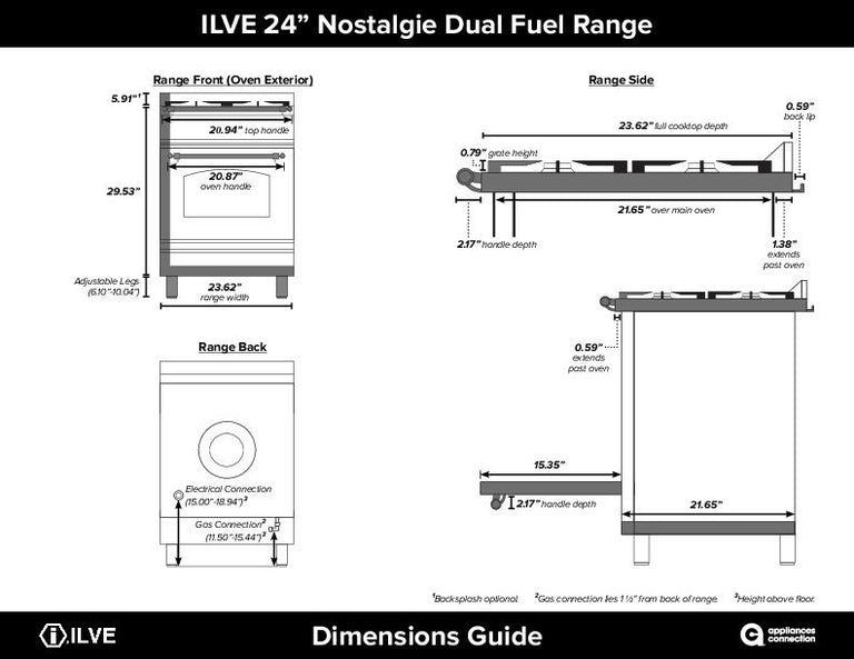 ILVE 24 in. Nostalgie Series Single Oven Natural Gas Burner and Electric Oven Range in Antique White with Brass Trim, UPN60DMPANG