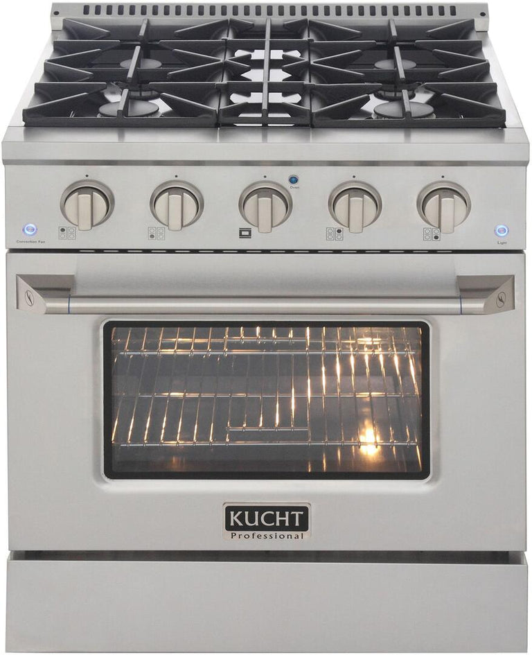 Kucht Professional 30 in. 4.2 cu ft. Propane Gas Range with Silver Knobs, KNG301/LP-S