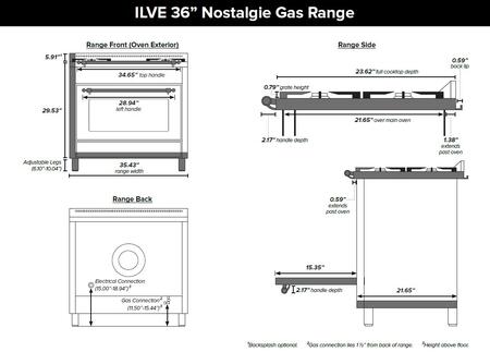 ILVE 36 in. Nostalgie Series Single Oven Natural Gas Burner and Oven in Burgundy with Brass Trim, UPN90FDVGGRBNG