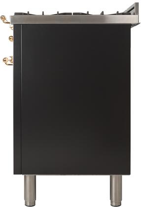 ILVE 48 in. Nostalgie Series Propane Gas Burner and Electric Oven Range in Glossy Black with Brass Trim, UPN120FDMPNLP