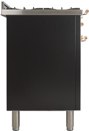 ILVE 48 in. Nostalgie Series Propane Gas Burner and Electric Oven Range in Glossy Black with Brass Trim, UPN120FDMPNLP
