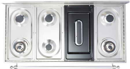 ILVE 48 in. Nostalgie Series Natural Gas Burner and Electric Oven Range in Stainless Steel with Chrome Trim, UPN120FDMPIXNG