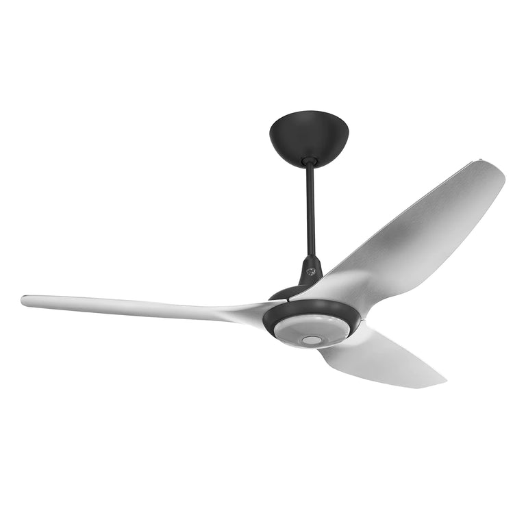 Big Ass Fans Haiku 60" Ceiling Fan with Brushed Aluminum Blades and Black Finish, Downrod 12", Covered Outdoors