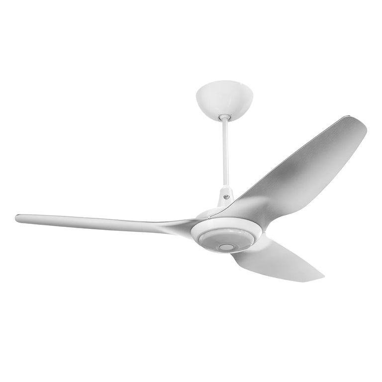Big Ass Fans Haiku 60" Ceiling Fan with Brushed Aluminum Blades and White Finish, Downrod 12", Covered Outdoors
