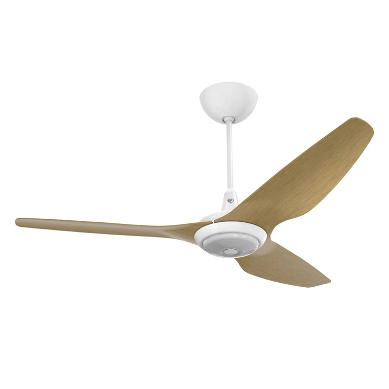 Big Ass Fans Haiku 60" Ceiling Fan with Caramel Aluminum Blades and White Finish, Downrod 12", Covered Outdoors with LED