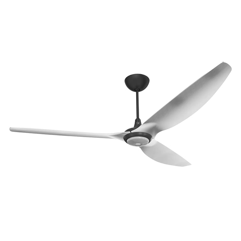 Big Ass Fans Haiku 84" Ceiling Fan with Brushed Aluminum Blades and Black Finish, Downrod 12", Covered Outdoors