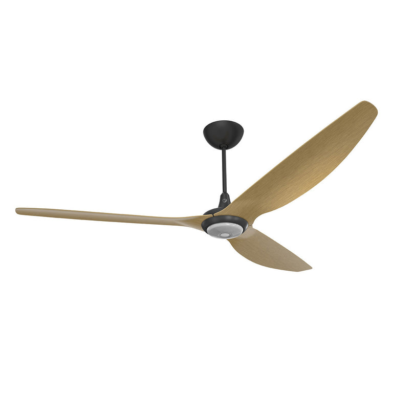 Big Ass Fans Haiku 84" Ceiling Fan with Caramel Aluminum Blades and Black Finish, Downrod 12", Covered Outdoors