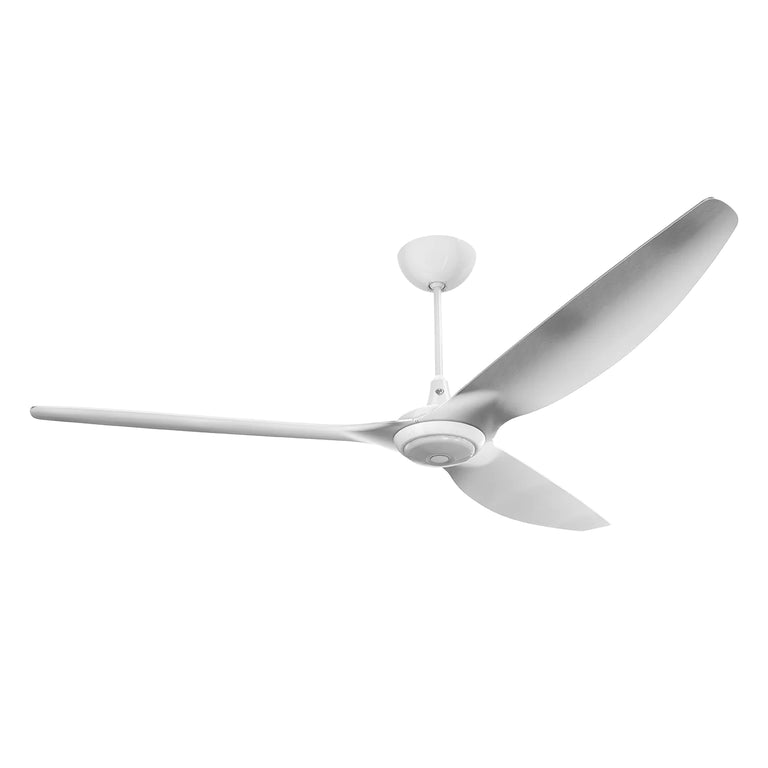 Big Ass Fans Haiku 84" Ceiling Fan with Brushed Aluminum Blades and White Finish, Downrod 12", Covered Outdoors