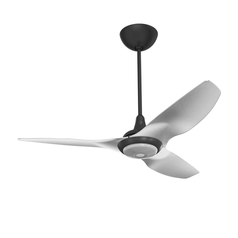 Big Ass Fans Haiku 52" Ceiling Fan with Brushed Aluminum Blades and Black Finish, Downrod 12", Covered Outdoors with LED