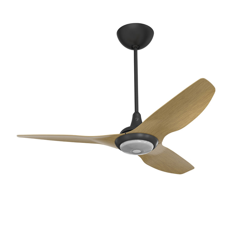 Big Ass Fans Haiku 52" Ceiling Fan with Caramel Aluminum Blades and Black Finish, Downrod 12", Covered Outdoors