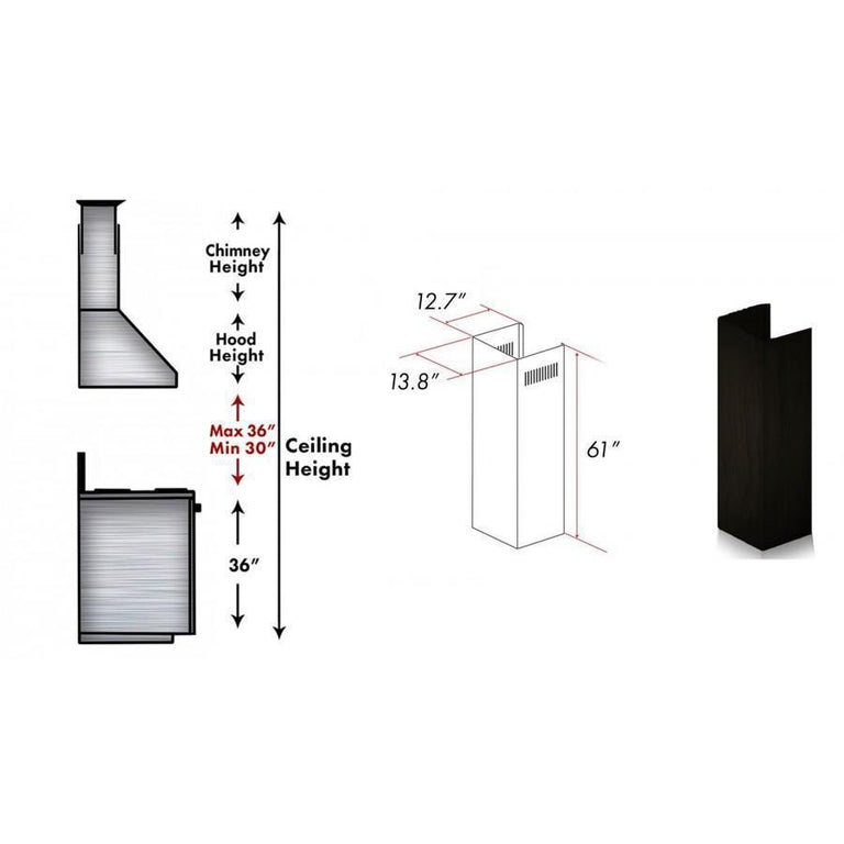 ZLINE 61 in. Wooden Chimney Extension for Ceilings up to 12.5 ft, 321CC-E