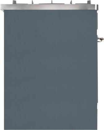 ILVE Majestic II 30" Natural Gas Burner, Electric Oven Range in Blue Grey with Chrome Trim, UM30DNE3BGCNG