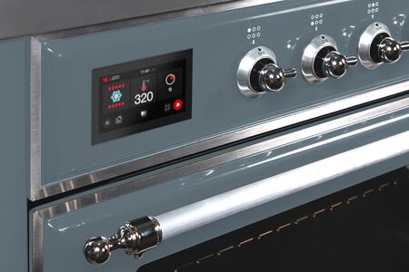 ILVE Majestic II 30" Natural Gas Burner, Electric Oven Range in Blue Grey with Chrome Trim, UM30DNE3BGCNG