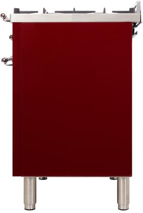 ILVE 36 in. Nostalgie Series Single Oven Propane Gas Burner and Electric Oven Range in Burgundy with Chrome Trim, UPN90FDMPRBXLP