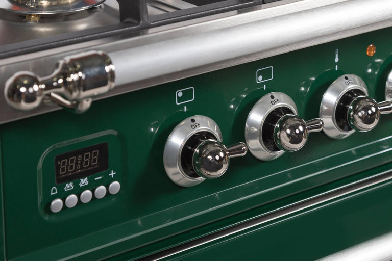 ILVE 30 in. Nostalgie Series Single Oven Natural Gas Burner and Electric Oven Range in Emerald Green with Chrome Trim, UPN76DMPVSXNG