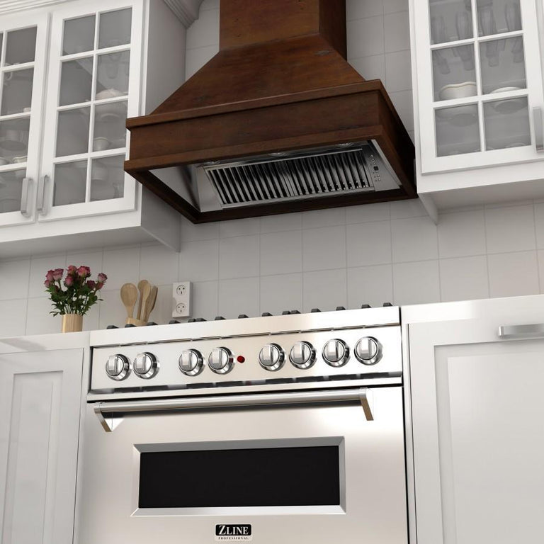ZLINE 30 in. Designer Wooden Wall Mount Range Hood in Walnut and Hamilton, 329WH-30