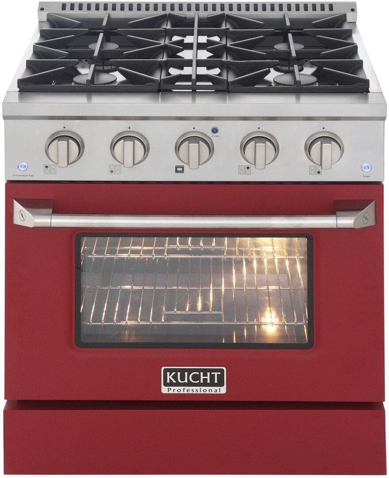 Kucht Professional 30 in. 4.2 cu ft. Propane Gas Range with Red Door and Silver Knobs, KNG301/LP-R