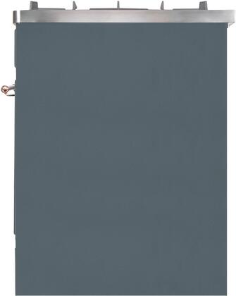 ILVE Majestic II 30" Propane Gas Burner, Electric Oven Range in Blue Grey with Copper Trim, UM30DNE3BGPLP