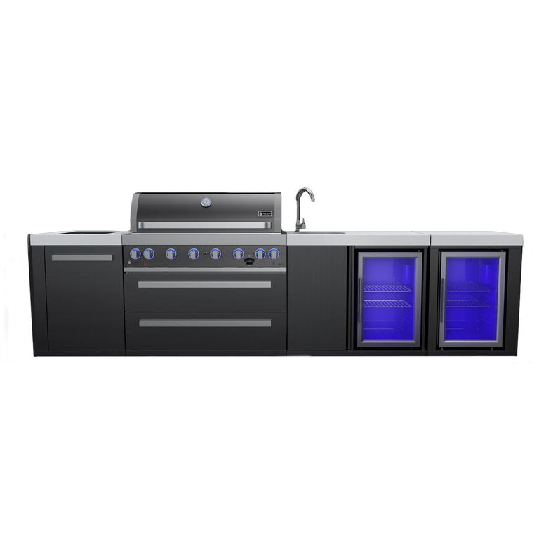 Mont Alpi 805 Black Stainless Steel Island Grill with Beverage Center and Fridge Cabinet, MAi805-BSSBEVFC