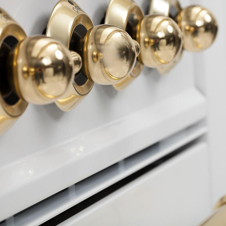 ILVE 40 in. Nostalgie Series Natural Gas Burner and Electric Oven Range in Antique White with Brass Trim, UPDN100FDMPANG