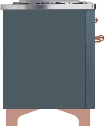 ILVE Majestic II 60" Propane Gas Burner, Electric Oven Range in Blue Grey with Copper Trim, UM15FDNS3BGPLP