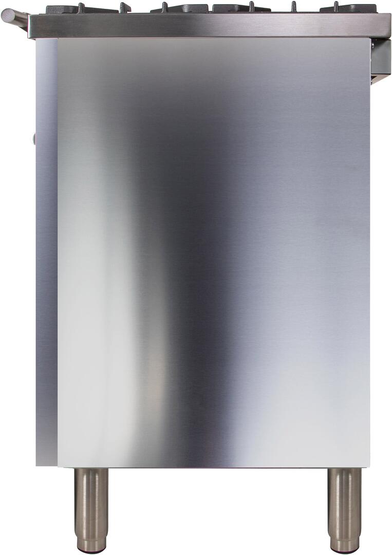 ILVE 36 in. Professional Plus Series Natural Gas Burner and Electric Oven Range in Stainless Steel with Chrome Trim, UPDW90FDMPING