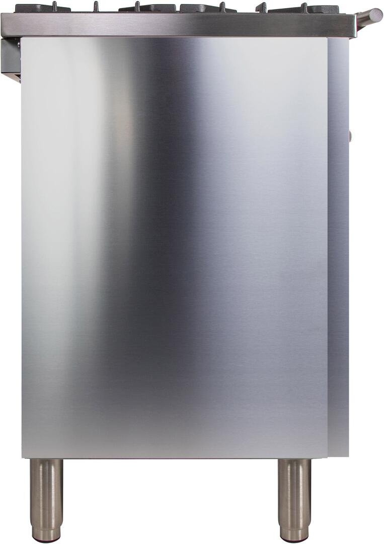 ILVE 36 in. Professional Plus Series Natural Gas Burner and Electric Oven Range in Stainless Steel with Chrome Trim, UPDW90FDMPING