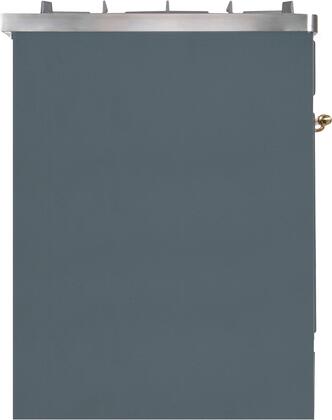ILVE Majestic II 30" Propane Gas Burner, Electric Oven Range in Blue Grey with Brass Trim, UM30DNE3BGGLP