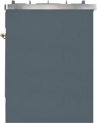 ILVE Majestic II 30" Propane Gas Burner, Electric Oven Range in Blue Grey with Brass Trim, UM30DNE3BGGLP