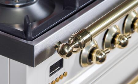 ILVE 30 in. Nostalgie Series Single Oven Propane Gas Burner and Oven in Antique White with Brass Trim, UPN76DVGGALP