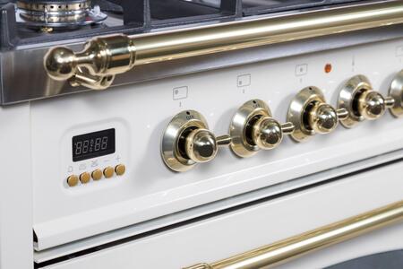 ILVE 30 in. Nostalgie Series Single Oven Propane Gas Burner and Oven in Antique White with Brass Trim, UPN76DVGGALP