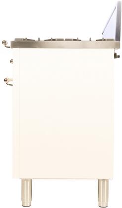 ILVE 30 in. Nostalgie Series Single Oven Propane Gas Burner and Oven in Antique White with Brass Trim, UPN76DVGGALP