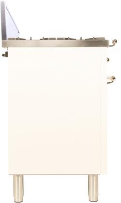 ILVE 30 in. Nostalgie Series Single Oven Propane Gas Burner and Oven in Antique White with Brass Trim, UPN76DVGGALP