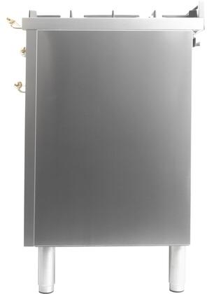 ILVE 48 in. Nostalgie Series Propane Gas Burner and Electric Oven Range in Stainless Steel with Brass Trim, UPN120FDMPILP