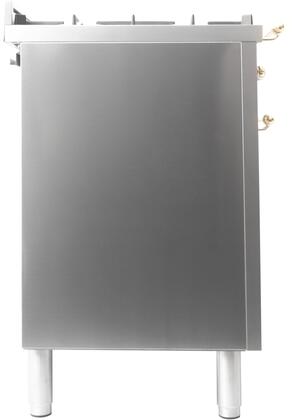 ILVE 48 in. Nostalgie Series Propane Gas Burner and Electric Oven Range in Stainless Steel with Brass Trim, UPN120FDMPILP
