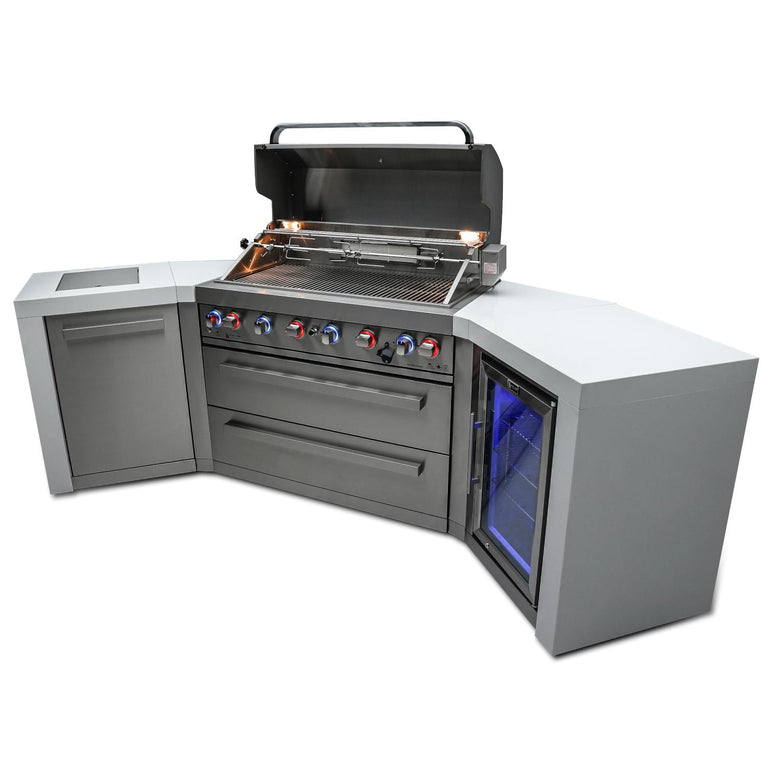 Mont Alpi 805 Deluxe Island Grill with 45 Degree Corners and Fridge Cabinet, MAi805-D45FC