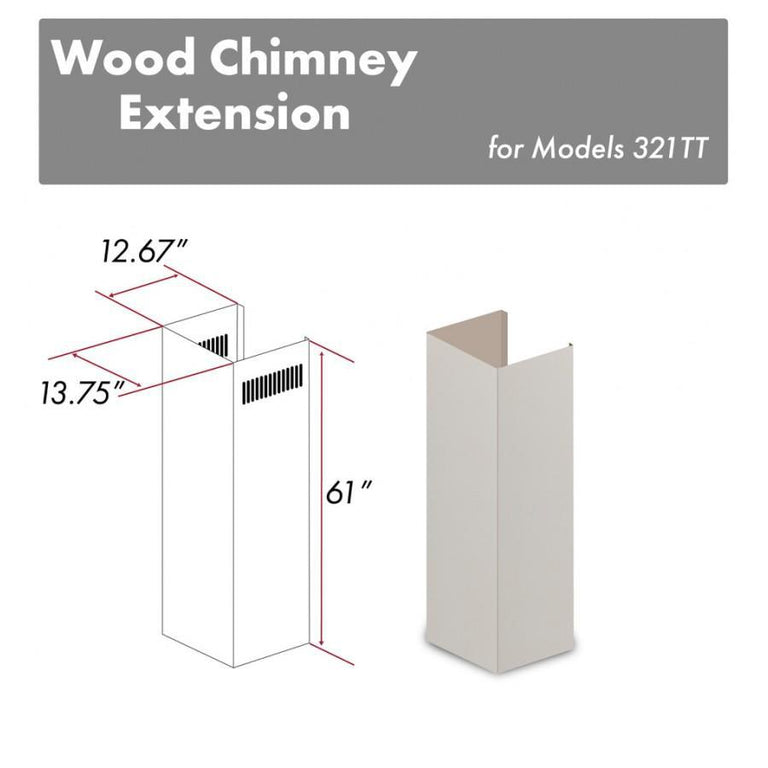 ZLINE 61 in. Wooden Chimney Extension for Ceilings up to 12.5 ft, 321TT-E