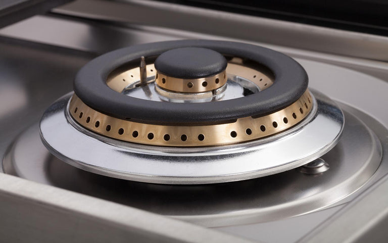 ILVE 36 in. Professional Plus Series Single Oven Natural Gas Burner and Oven in White with Brass Trim, UPW90FDVGGBNG