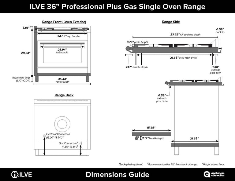 ILVE 36 in. Professional Plus Series Single Oven Natural Gas Burner and Oven in White with Brass Trim, UPW90FDVGGBNG