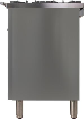 ILVE Professional Plus 48" Natural Gas Burner, Electric Oven Range in White with Chrome Trim, UPW120FDMPBNG