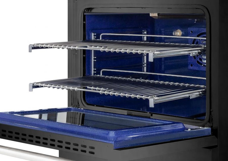 Hallman 30 In. Range with Gas Burners and Electric Oven, Black Titanium with Chrome Trim - Bold Series, HBRDF30CMBT
