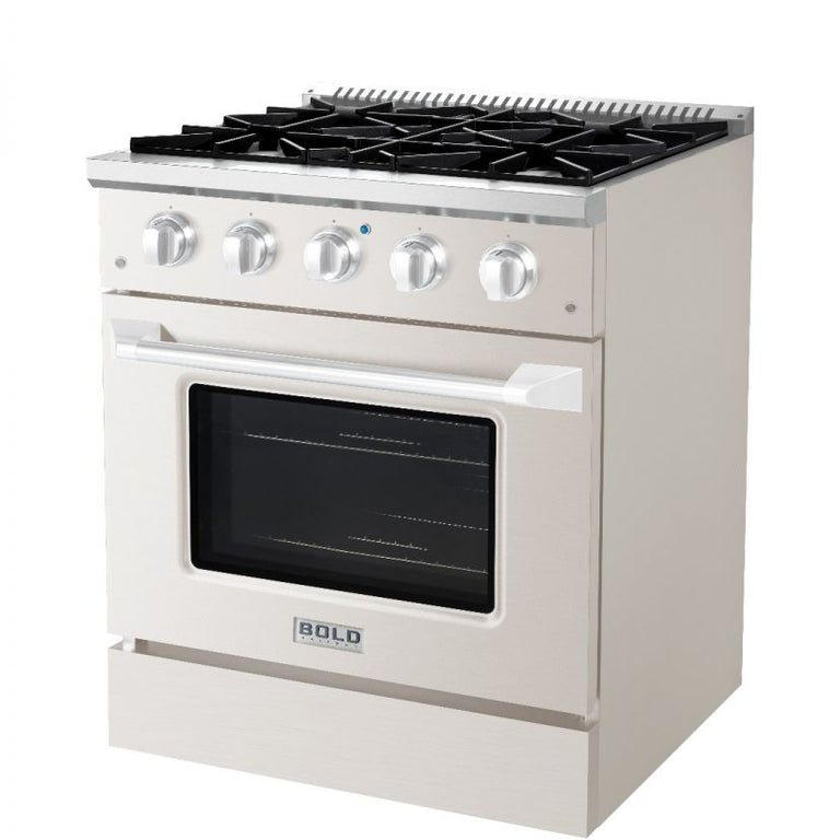Hallman 30 In. Range with Propane Gas Burners and Electric Oven, Stainless Steel with Chrome Trim - Bold Series, HBRDF30CMSS-LP