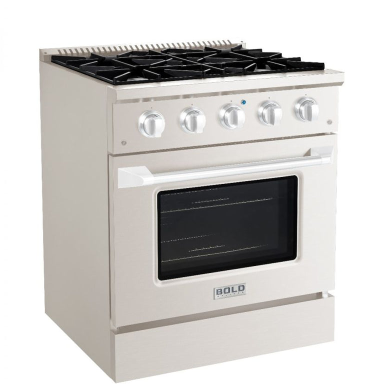 Hallman 30 In. Range with Propane Gas Burners and Electric Oven, Stainless Steel with Chrome Trim - Bold Series, HBRDF30CMSS-LP