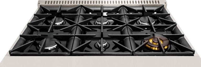 Hallman 36 In. Range with Propane Gas Burners and Electric Oven, White with Chrome Trim - Bold Series, HBRDF36CMWT-LP