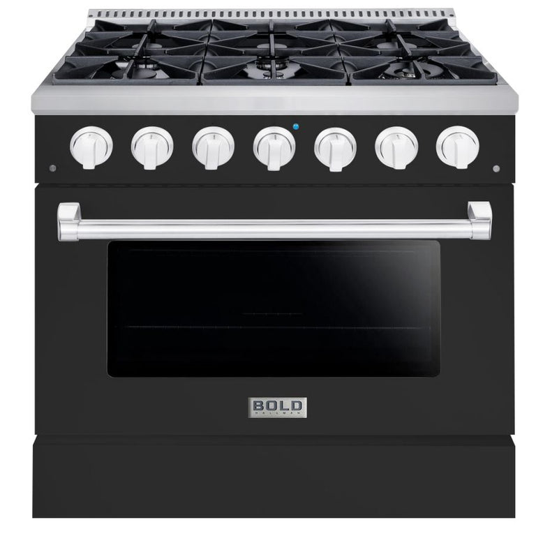 Hallman 36 In. Propane Gas Range, Matte Graphite with Chrome Trim - Bold Series, HBRG36CMMG-LP